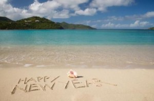 happy new year on beach