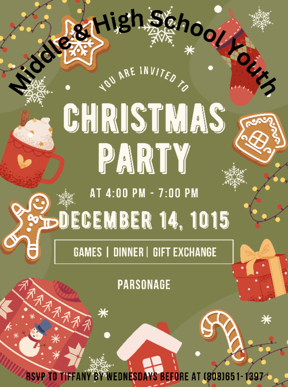 Youth christmas church gathering holiday events