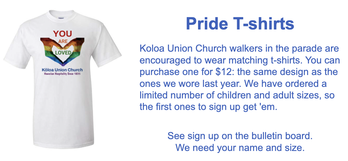 Kauai Pride Parade Tshirts
